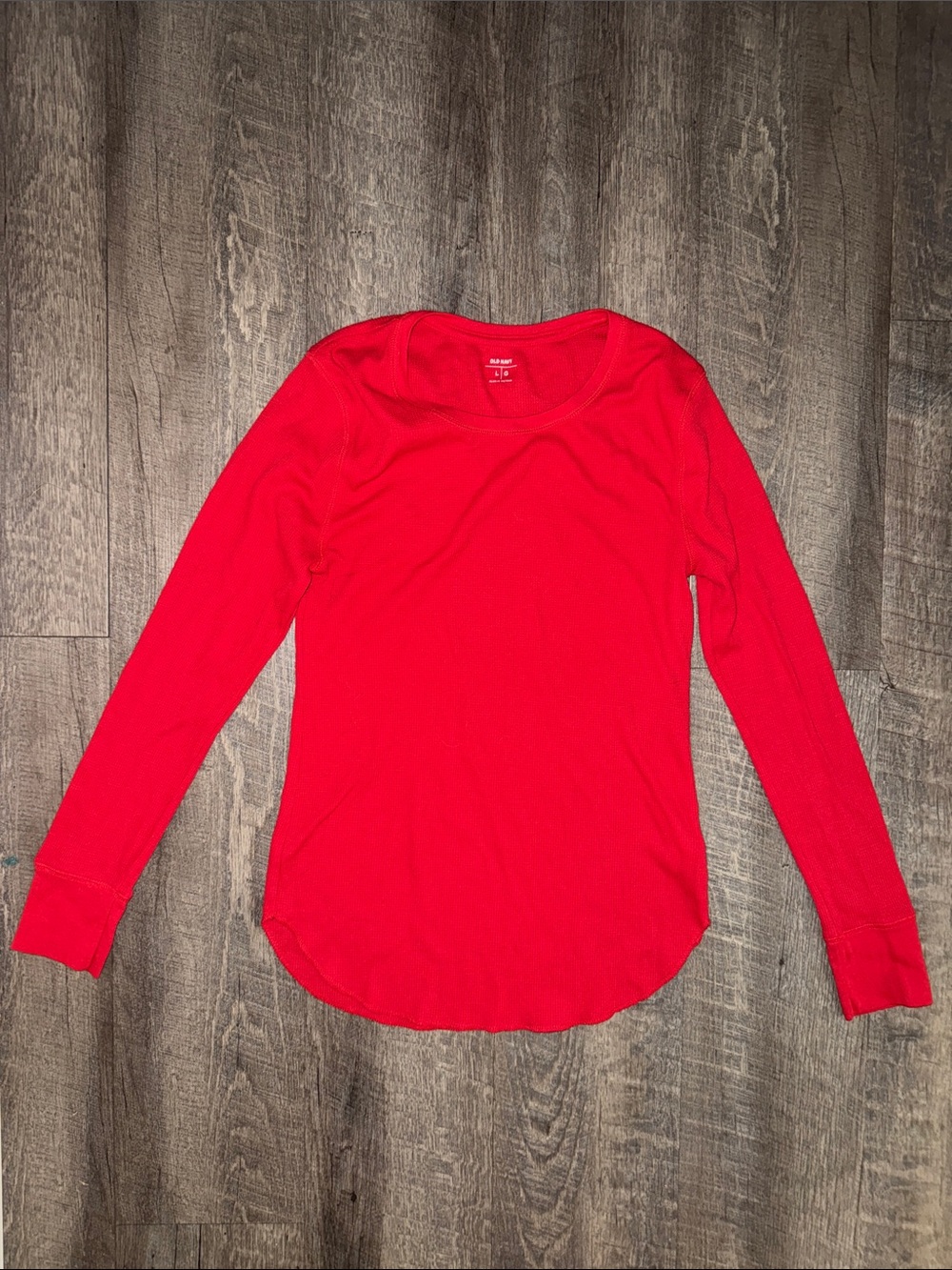 Old Navy Red Long Sleeve Waffle Thermal Top